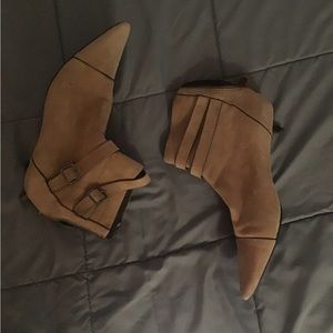 Tan well kept Calvin Klein Booties, 1.5 inch heel, Size 9.5